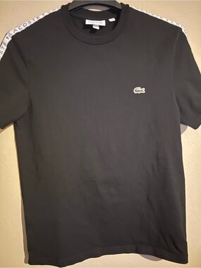Lacoste Black Short Sleeve Logo Tee with Shoulder Tape